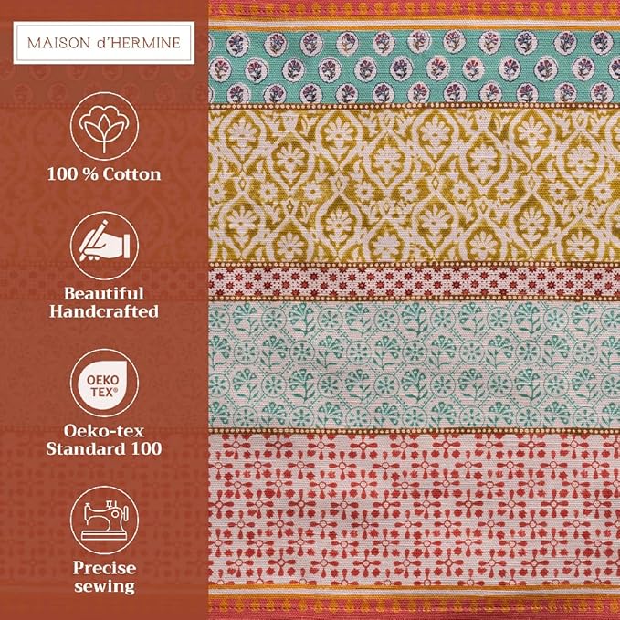 Maison d' Hermine Placemats Set of 4 100% Cotton Washable Cloth Place Mats, Reusable Table Mats for Kitchen Dining Decoration, Party, Wedding, Restaurant Spring/Summer (Provence, 13" x 19")