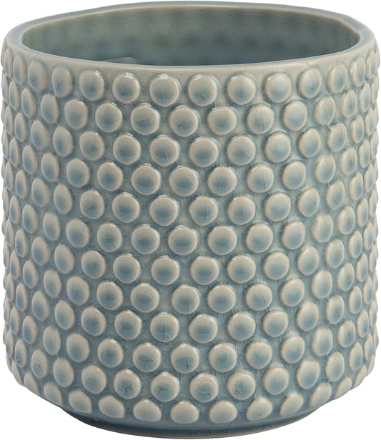Bloomingville Coastal Stoneware Pot with Raised Dots and Crackle Glaze, Sky Blue, 6"