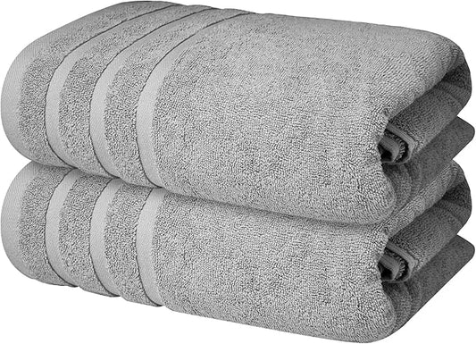 Infinitee Xclusives 100% Cotton Luxury Bath Towels Set of 2 (27x54 Inches), Soft, Absorbent, Quick Dry, Perfect Towels for Bathroom, Gym, Spa & Hotel |Charming Grey|