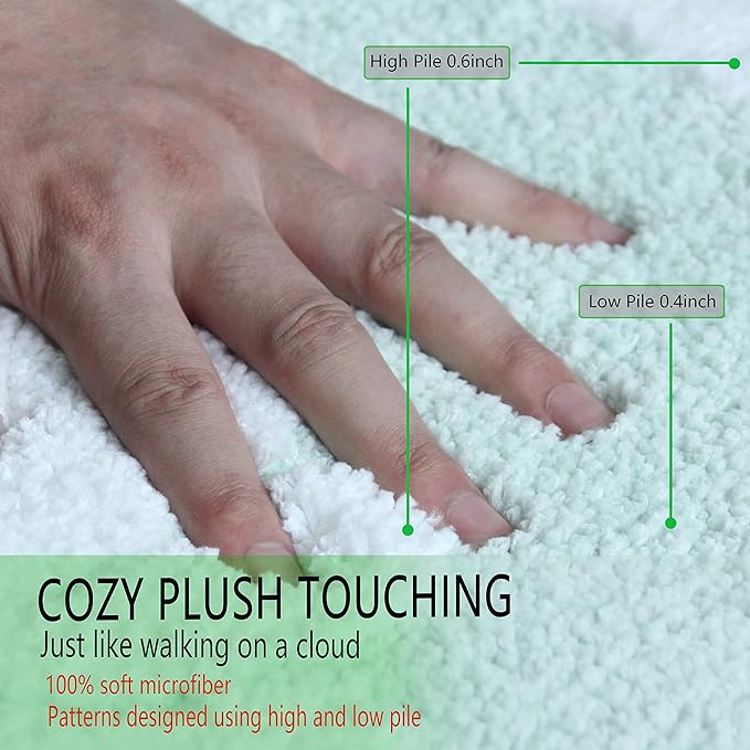 Bathroom Rugs Mat, White Flower Bath Rugs Fluffy Soft Superfine Fiber Rugs Non Slip Bath Mat Machine Wash Plush Mats, Bathroom Rug for Bathroom Shower Room (20x32, Light Blue)