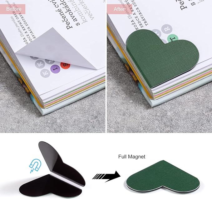 10 Pack Heart Cute Magnetic Bookmarks Bulk for Books, Assorted Magnetic Page Corner Bookmarks for Book Lovers,Women,Men,Teachers,Birthday Christmas Graduation Gift (Multicolor)