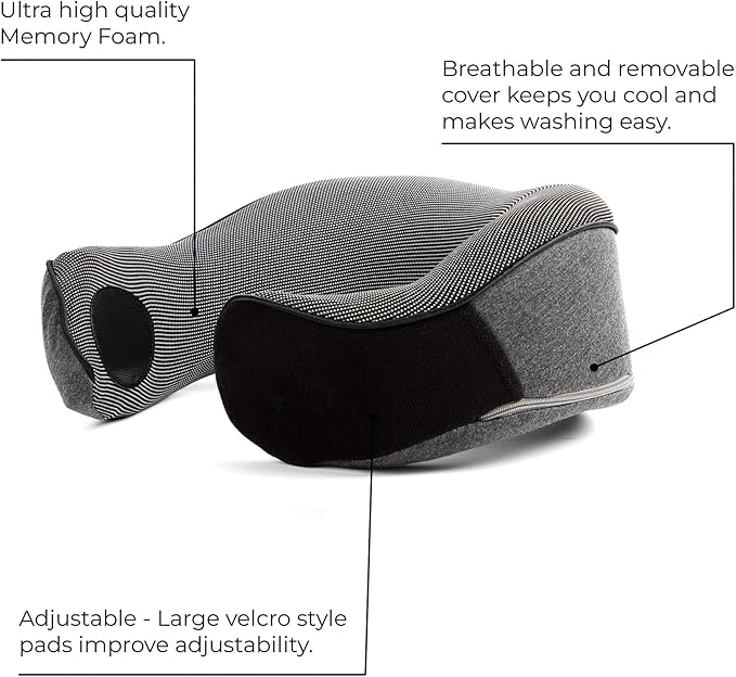 Neck Pillows for Travel - Airplane Pillow – Memory Foam for Kids & Adults – Travel Neck Pillow & Airplane Travel Essentials for Sleeping Support On Flight Or Car (Graphite Grey)