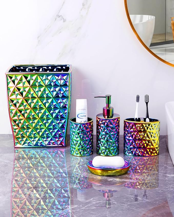 Soap Dish, Ceramic Soap Tray Soap Holder Container Box, Colorful Diamond Oval Soap Plate Case, Sponge Dish Scrubbers Tray Holder for Bathroom Vanity Shower Kitchen Sink Counter Top,Easy Clean