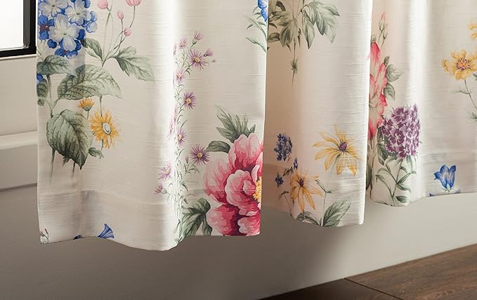 Maison d' Hermine Curtains for Living Room 100% Cotton 124 inch Length One Panel Light Filtering Curtains for Bedroom Windows with Rod and Loop Pockets Drapes (Swyncombe Multicolor, 50" W x 124" L)