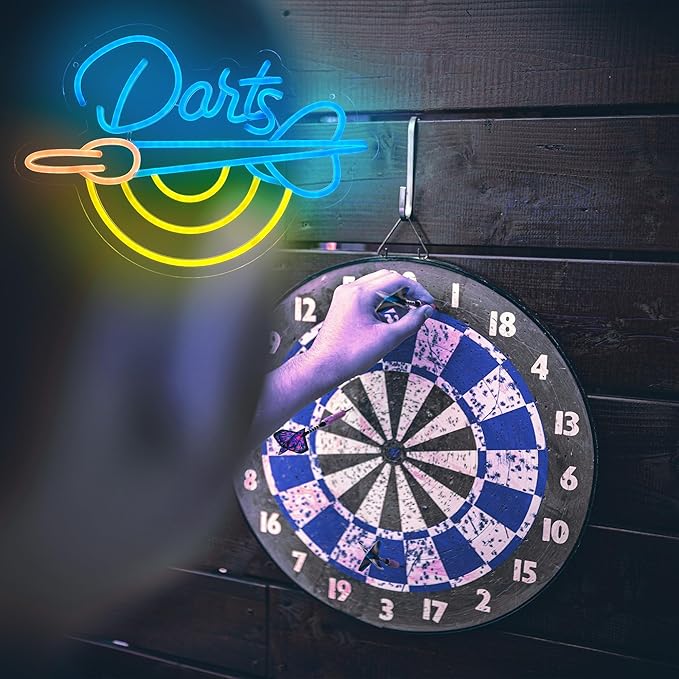 Darts Neon Sign - LED Neon Light Sign for Wall Decor - Perfect for Men Cave & Game Room
