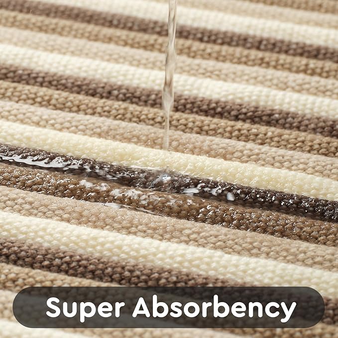 Striped Bath Mat Runner Rug, Super Absorbent Non Slip Bathroom Runner Rug 3D Woven Gradient Washable Runners for Hallways Entryway Bedroom Laundry Room Kitchen Sink, 2' x 6'