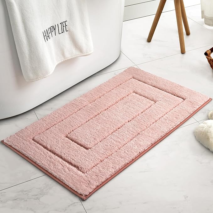 GRANNY SAYS Pink Bathroom Rugs Non Slip Washable, 20x 32, Soft Bath Mats for Bathroom, Microfiber Shag Rug, Absorbent Bath Floor Mat, Small Bath Rug for Shower, Tub, Bedroom