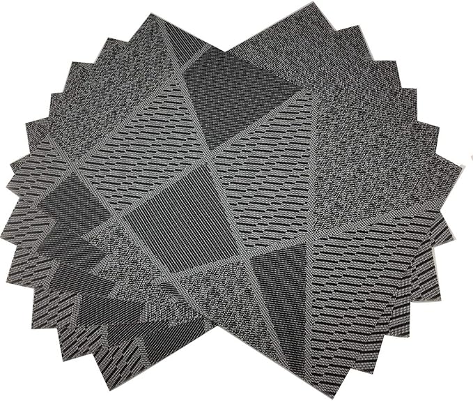 Gugrida Natural Placemats Woven Vinyl Non-Slip Insulation Heat Stain Resistant Washable Table Placemats Kitchen Dining Table Top Meal Mat Place Mats PVC Set of 6, Natural Black Wood Color