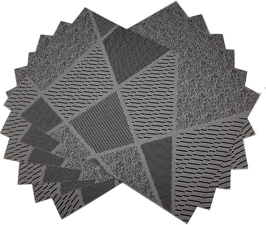 Gugrida Natural Placemats Woven Vinyl Non-Slip Insulation Heat Stain Resistant Washable Table Placemats Kitchen Dining Table Top Meal Mat Place Mats PVC Set of 6, Natural Black Wood Color