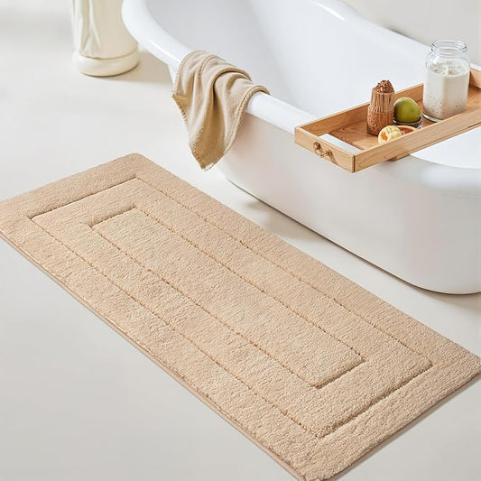 GRANNY SAYS Khaki Bathroom Rugs Non Slip, 59" x 24", Small Bathroom Rugs Washable，Bath Mats for Floor, Microfiber Bath Mat for Tub, Absorbent Shower Rug