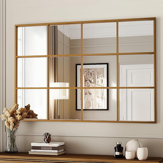 Antok Decorative Mirrors for Wall Decor, 24" x 36" Decorative Wall Mirror Black Window Mirrors Wall Mounted Decorative Mirror for Living Room Dining Room Hallway Entryway,Bronze,Retro Rect Style