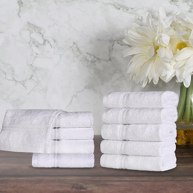 Superior Egyptian Cotton 10-Piece Face Towel Set , Small Towels For Facial, Spa, Quick Dry, Absorbent Towels, Bathroom Accessories, Guest Bath, Home Essentials, Washcloth, Airbnb, White