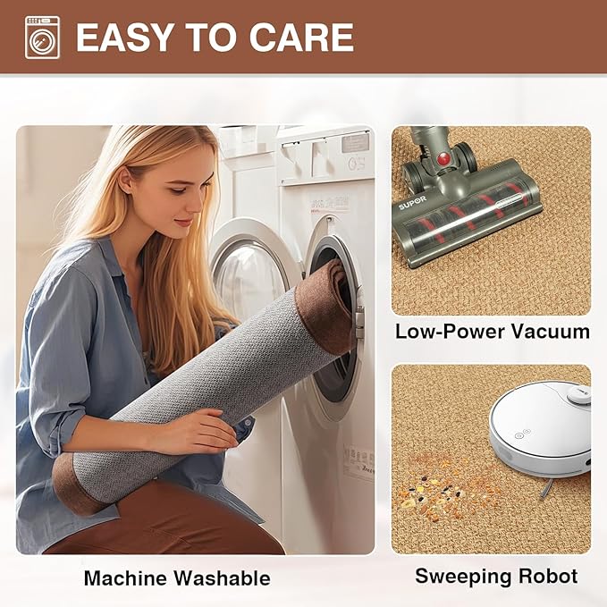 Non Slip Ultra Thin Bathroom Rugs Mat 20x32, Bath Mat for Bathroom Quick Dry Absorbent Bathroom Mat Floor Rubber Backed Fit Under Door, Woven Washable Bath Rugs, Brown