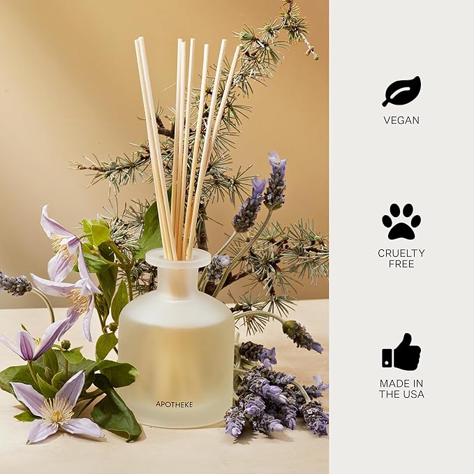 Apotheke Luxury Scented Oil Reed Diffuser for Home (Wild Mint & Ivy) - Home Fragrance Diffuser Set with Sticks