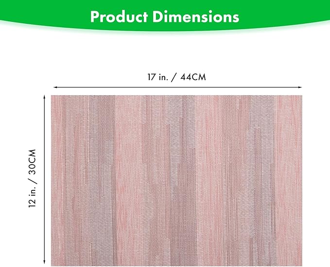 Winknowl Placemats Set of 6, Heat Resistant Stain Resistant Woven Vinyl Insulation Place mats, Durable Washable Elegant Table Mats for Kitchen Dining Table Decor (Misty Rose)