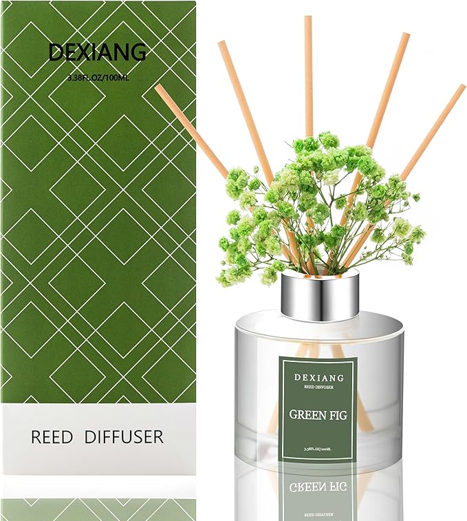 Green Picture Reed Diffuser Set - 3.38 fl oz (100ml) Essential Oil with 6 Reed Sticks | Home & Bathroom Decor