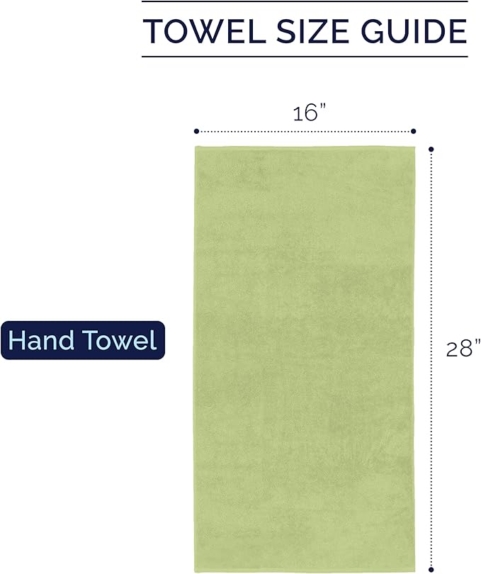 Elegant Comfort Premium Turkish Cotton 4 Pack Hand Towel Set - 16 x 28 inch, Luxurious Hotel Spa Quality 100% Turkish Cotton 4PC Hand Towel Set - Highly Absorbent - Soft Bathroom Towels, Sage