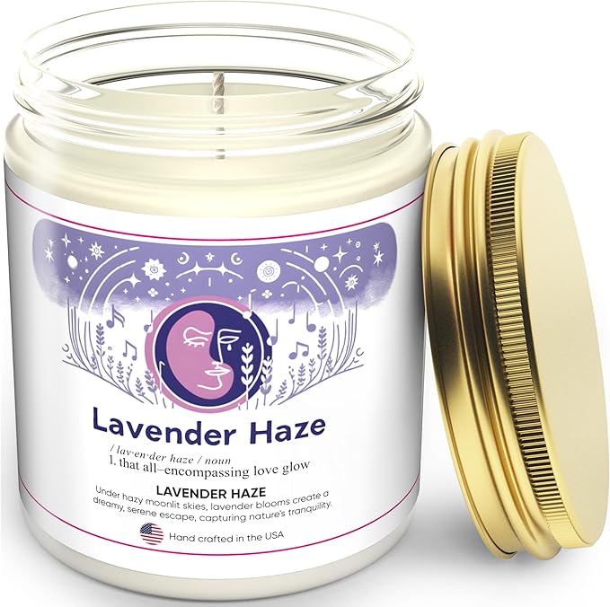 Taylor Inspired Lavender Haze Candle - Long Lasting Soy Wax Candle Gift Set for Taylor Fans - Luxury Scented Candles for Taylor Parties, Home, Birthday Candle - 5 Fragrances (8oz)