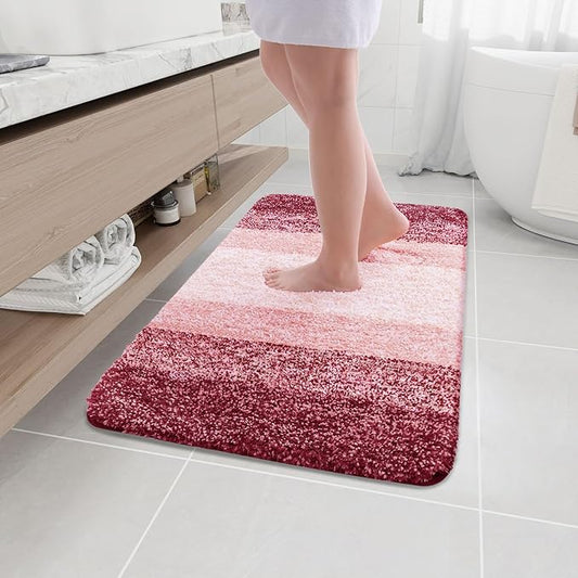 Arotive Microfiber Bathroom Rugs, Shaggy Soft and Absorbent Bath Rug, Non-Slip, Thick Plush Machine Washable Dry Bath Mats for Bathroom, Tub and Shower, 36x24, Burgundy