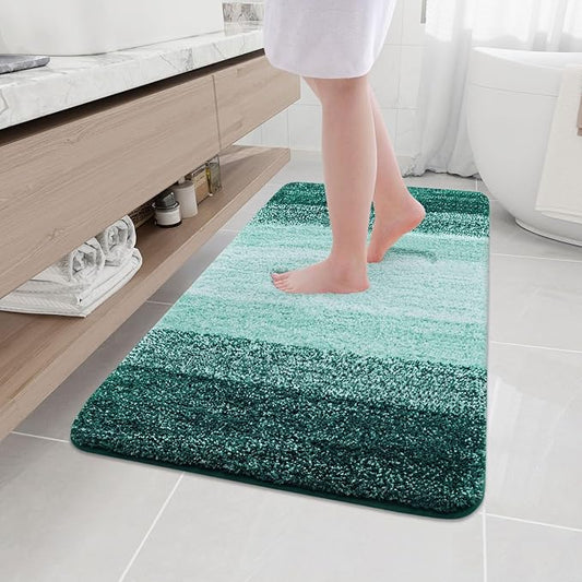 Arotive Microfiber Bathroom Rugs, Shaggy Soft and Absorbent Bath Rug, Non-Slip, Thick Plush Machine Washable Dry Bath Mats for Bathroom, Tub and Shower, 50x30, Dark Green