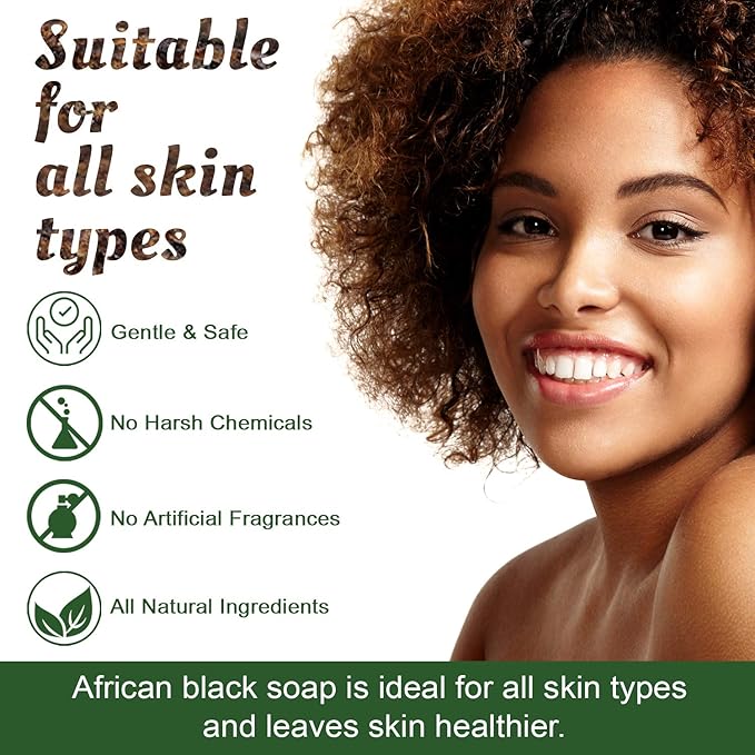It's Pure Natural African Black Soap Bars with Tea Tree (Pack of 3) Organic Raw Soap for Face & Body, Acne Treatment & Dark Spot Remover [Made in Ghana]