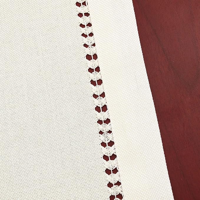 Grelucgo Handcrafted Solid Color Dining Table Placemats, Double-Hemstitched (Cream, 12 x 18 Placemats (Set of 4))