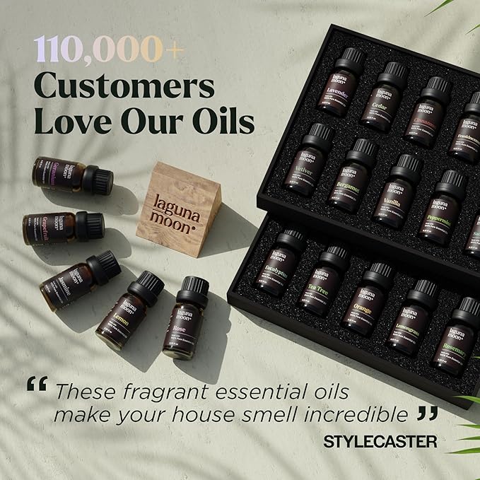 Essential Oils Set - Top 20 Gift Set Oils for Diffusers, Humidifiers, Aromatherapy, Candle Making Scents, Cars & Home Products - Peppermint, Tea Tree, Lavender, Eucalyptus, Lemongrass (10mL)