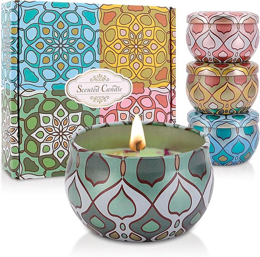 Naimo 4 Pack Scented Candles Long Lasting Soy Wax Aromatherapy Candle for Home Bath Spa Yoga Birthday Gift Set