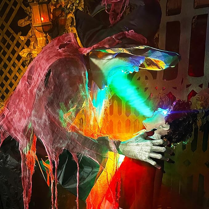 Haunted Hill Farm 7-Ft Animatronic Soul Harvester by Tekky, Halloween Animatronic, Spooky Prop & Party Decoration, Indoor & Covered Outdoor Creepy Witch Decor Motion-Activated Lights & Sound, LifeSize