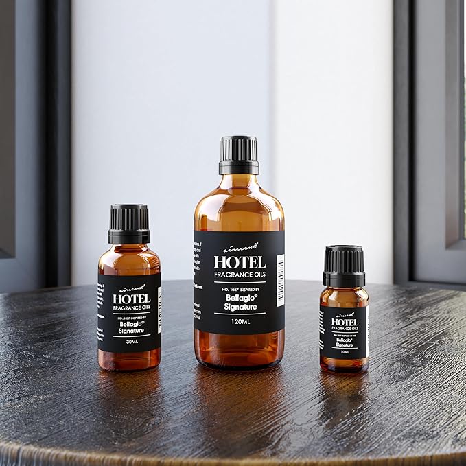 AirScent Hotel Diffuser Oil Inspired by The Bellagio Signature Scent - Premium Fragrance Oil No. 1037 for Ultrasonic and Waterless Diffusers and Crafting - 10 mL, 0.34 fl oz Glass Bottle with Dropper