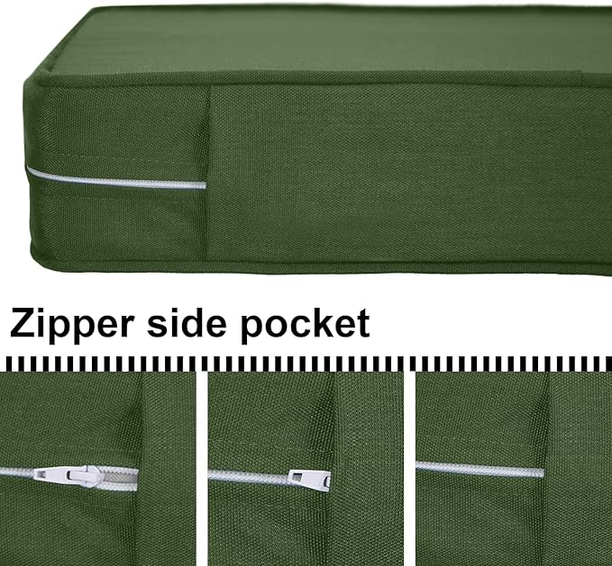 Deep Seat Cushions, Outdoor Cushions, Patio Furniture Cushions, Deep Seat & Back Cushion Patio Cushions with Rmoveable Cover for Backyard Couch Sofa Fade Resistant (19x19x3 in, Solid Moss Green)