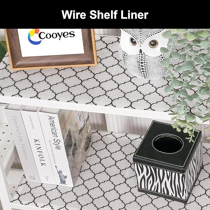 Cooyes Shelf Liner – Non-Slip Shelf Liners for Kitchen Cabinets – Waterproof Shelf Paper with Modern Pattern – Durable EVA Cabinet Liners