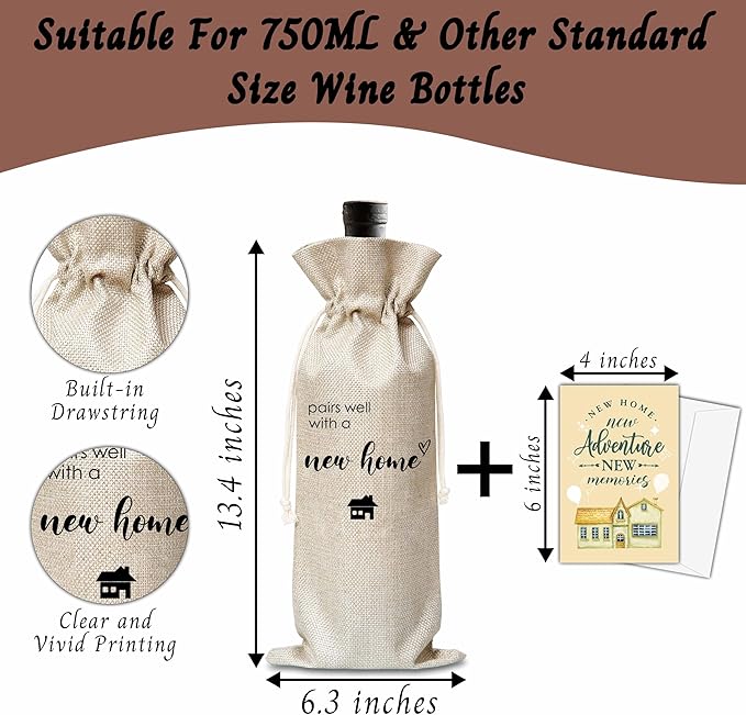 House Warming Gifts For Woman Man, New Home Wine Gift Bag, Housewarming Gifts For New Homeowners, Pairs Well With A New Home Wine Bag, New Home Party Decoration Supplies Favors, B52