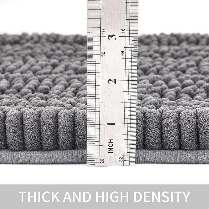 Bath Mat for Bathroom Ultra-Soft Machine Washable Rugs for Shower Room with Non-Slip Backing Shaggy Absorbent Luxury Chenille Bath Rug Perfect for Tub Sink Bedroom Door (24"x36", Dim-Gery)