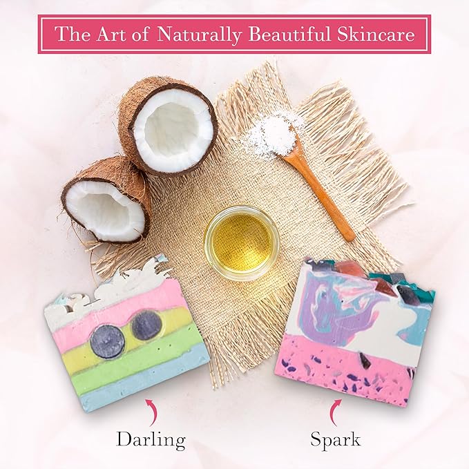 FinchBerry Natural Soap 2-Bar Set (Darling & Spark) - Handmade, Vegan, Moisturizing, Natural Cleansing Soap with Shea Butter, Olive & Coconut Oil to Hydrate & Soften Skin, Pack of 2 (4.5 oz each)