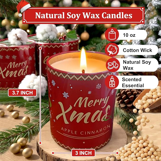 Christmas Scented Candles - ASTRAEA Winter Holiday Jar Candles for Home Scented, Up to 50 Hours Burning Time | 100% Natural Soy Wax | Ideal Christmas Aromatherapy Candles Gift