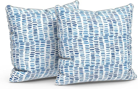 LVTXIII Pack of 2 Outdoor Throw Pillow Covers Accent Waterproof Pillow Covers ONLY, Patio Square Cushion Cases for Garden Balcony Couch Sofa Decoration 20x20 inch, Pebble Blue