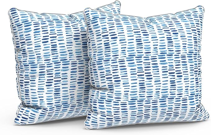 LVTXIII Pack of 2 Outdoor Throw Pillow Covers Accent Waterproof Pillow Covers ONLY, Patio Square Cushion Cases for Garden Balcony Couch Sofa Decoration 20x20 inch, Pebble Blue