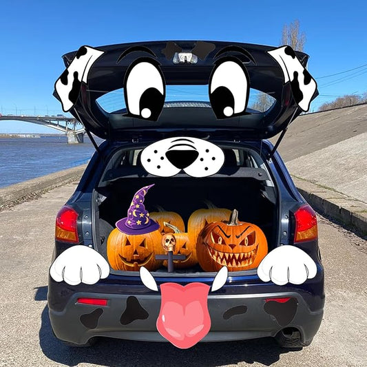 POILKMNI Trunk or Treat Car Decorations Kit, Halloween Dalmatians Dog Decorations for Car & SUV, Outside Garage Archway Door Haunted House Car Stickers Home Party Supplies