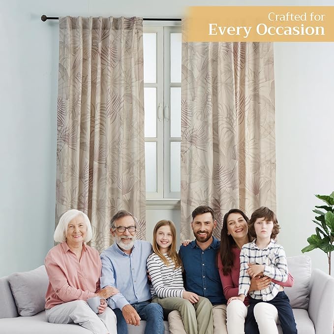Maison d' Hermine Curtains for Living Room 100% Cotton 96 inch Length One Panel Light Filtering Curtains for Bedroom Windows with Rod and Loop Pockets Drapes (Creole Beige, 50" W x 96" L)