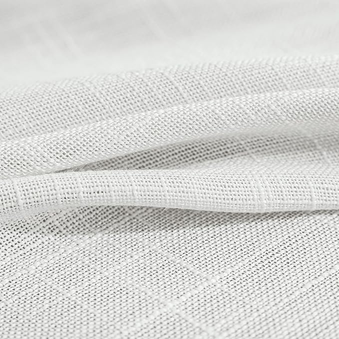 FMFUNCTEX Sliding Door Curtains White Linen Textured Sheer Curtains 84" Living Room 100" Width Extra Wide Patio Glass Door Panel Room Divider Drapes Large Semi Sheer Window Panels Rod Pocket 1 Panel