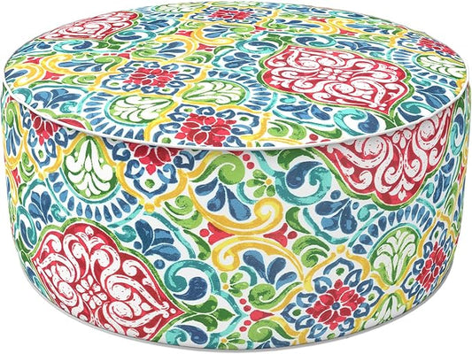 LVTXIII Inflatable Stool Ottoman Footrest with Handle, All Weather Foot Rest, Indoor or Outdoor Use for Home Patio Garden and Camping, D21 x H9, Damask Red