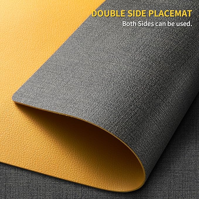 Placemats Set of 8 with Coasters Dual Sided Heat Stain Resistant Place Mats Faux Leather Table Mats Non-Slip Waterproof Oil-Proof Washable Wipeable Table Placemats for Dining Patio Table Kitchen