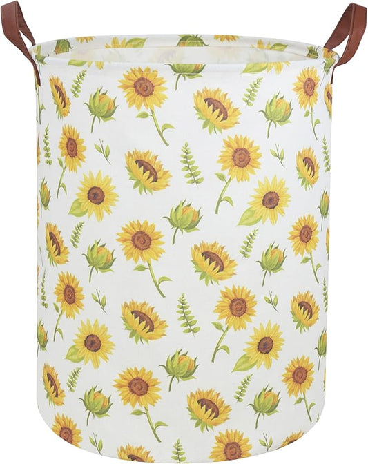 Girls Laundry Hamper,Sunflower Laundry Basket Collapsible Girls Storage Baskets for Home Decor,Office,Toy Organizer,(Sunflower)