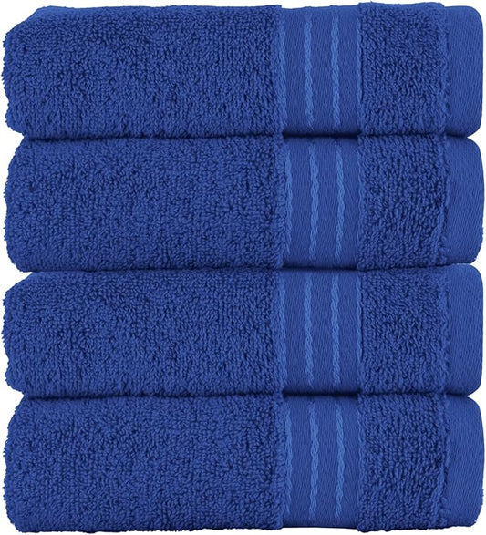 Elegant Comfort Premium Turkish Cotton 4 Pack Hand Towel Set - 16 x 28 inch, Luxurious Hotel Spa Quality 100% Turkish Cotton 4PC Hand Towel Set - Highly Absorbent - Soft Bathroom Towels, Royal Blue