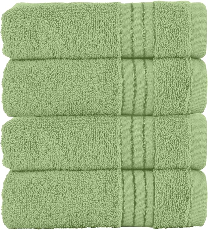 Elegant Comfort Premium Turkish Cotton 4 Pack Hand Towel Set - 16 x 28 inch, Luxurious Hotel Spa Quality 100% Turkish Cotton 4PC Hand Towel Set - Highly Absorbent - Soft Bathroom Towels, Sage