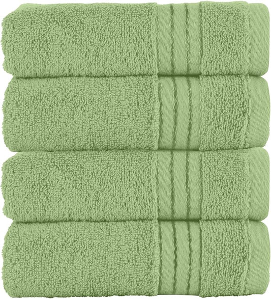 Elegant Comfort Premium Turkish Cotton 4 Pack Hand Towel Set - 16 x 28 inch, Luxurious Hotel Spa Quality 100% Turkish Cotton 4PC Hand Towel Set - Highly Absorbent - Soft Bathroom Towels, Sage