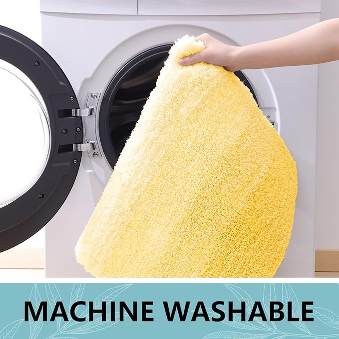 Arotive Microfiber Bathroom Rugs, Shaggy Soft and Absorbent Bath Rug, Non-Slip, Thick Plush Machine Washable Dry Bath Mats for Bathroom, Tub and Shower, 30x20, Yellow