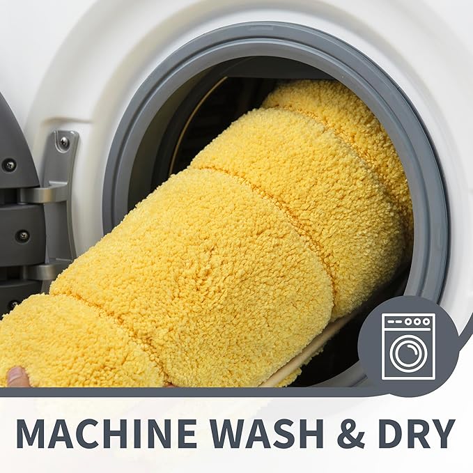 GRANNY SAYS Bathroom Rugs Non Slip Washable, Soft Bath Mats for Bathroom, 16" x 24", Super Absorbent Bath Mat Small Rug, Shaggy Shower Room Floor Mat, Tub, Yellow