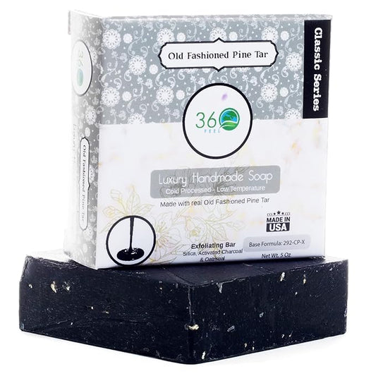 360Feel Pine Tar Soap - Handcrafted Castile Soap Bar with Soothing Scent - Handmade with Essential Oil - Suitable Gift for Anniversaries, Weddings, and Holiday Stockings - Rich Lather